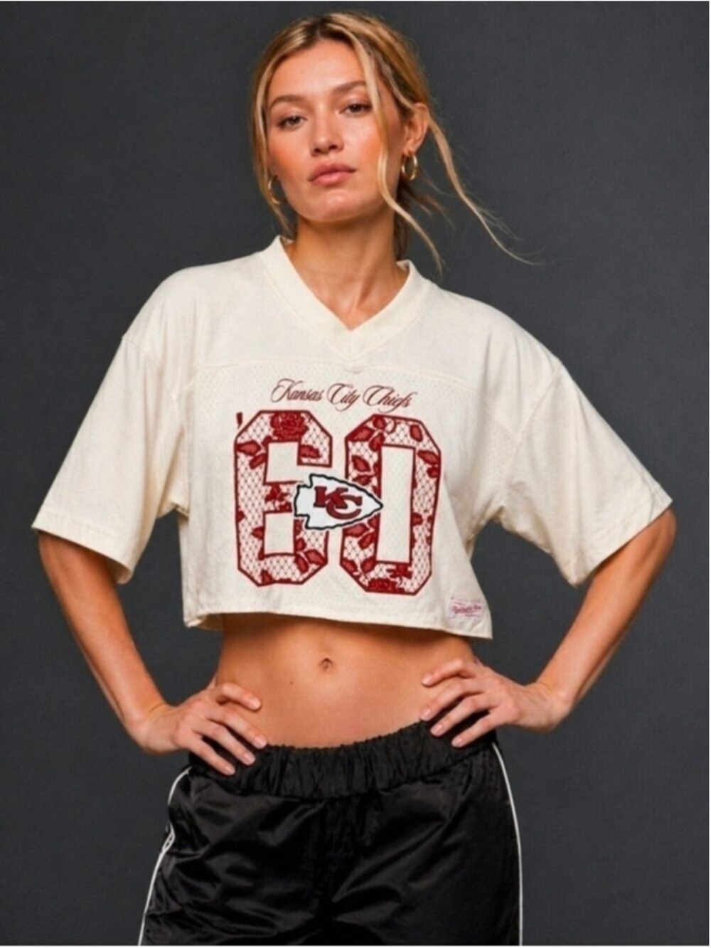 Kansas City Chiefs Cropped Jersey Top Women’s Small Mitchell & Ness